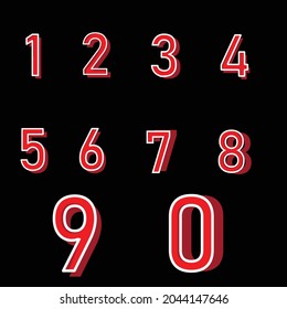 red and white number set vector format.