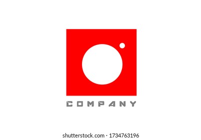 red white O alphabet letter logo icon for company and business with dot design