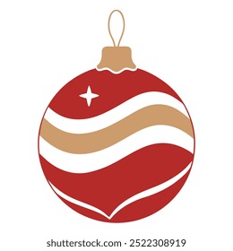 A red and white ornament with a star on it. The ornament is a Christmas decoration. The star is in the center of the ornament and is surrounded by the red and white stripes