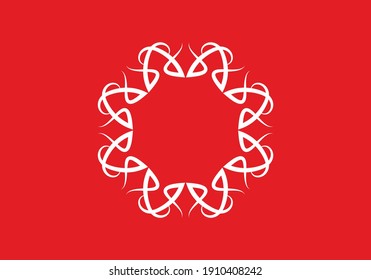 Diseño del logotipo del vector de adorno rojo blanco