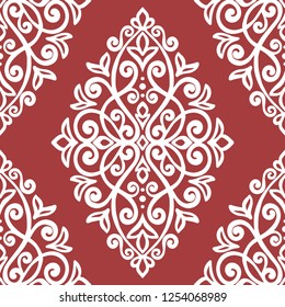 Red and white ornamental seamless pattern. Vintage vector, paisley elements. Ornament. Traditional, Turkish, Indian motifs. Great for fabric and textile, wallpaper, packaging or any desired idea.