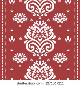 Red and white ornamental seamless pattern. Vintage vector, paisley elements. Ornament. Traditional, Turkish, Indian motifs. Great for fabric and textile, wallpaper, packaging or any desired idea.