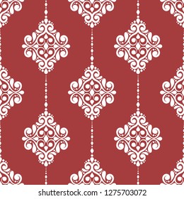 Red and white ornamental seamless pattern. Vintage vector, paisley elements. Ornament. Traditional, Turkish, Indian motifs. Great for fabric and textile, wallpaper, packaging or any desired idea.