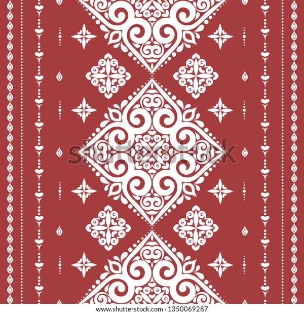 Red White Ornamental Seamless Pattern Vintage Stock Vector (Royalty ...