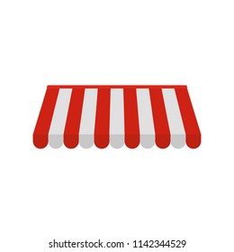 Red white outdoor street tent icon. Flat illustration of red white outdoor street tent vector icon for web isolated on white