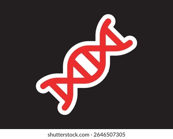 Red and White Outline Illustrative DNA Strand Helix Molecule on Black Background