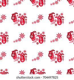 Red and white Paisley seamless pattern, vector
