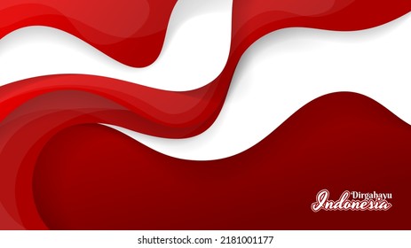 Rot-weißes Papier-Schnitt-Hintergrund-Design für Indonesien Unabhängigkeit Tag-Design und indonesischer Text-Mittelwert ist Langlebigkeit meine indonesien