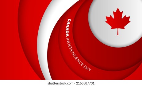 Red and white paper cut in circle design for canada independence day template design