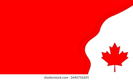 Papel branco vermelho cortado com folha de bordo, ilustração bandeira do Canadá para celebração de fundo. Abstrato Canadá vermelho branco Acolor bandeira com folha de bordo. Ilustração vetorial.