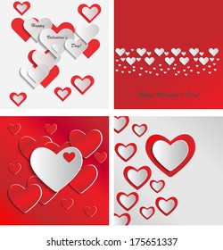 Red and white paper hearts