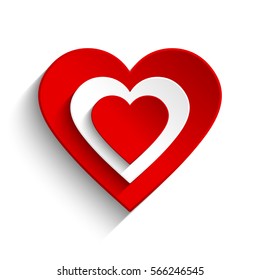 Red and white paper hearts