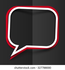 Red and white paper speech bubbles with shadow, vector frame
