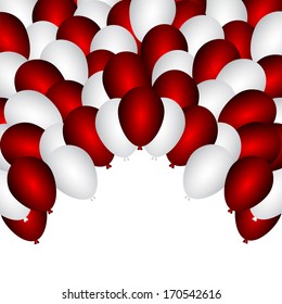 Red and white party balloons