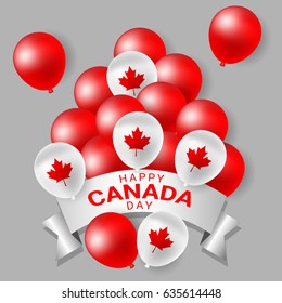 Red and white party balloons for celebrate the national day of Canada