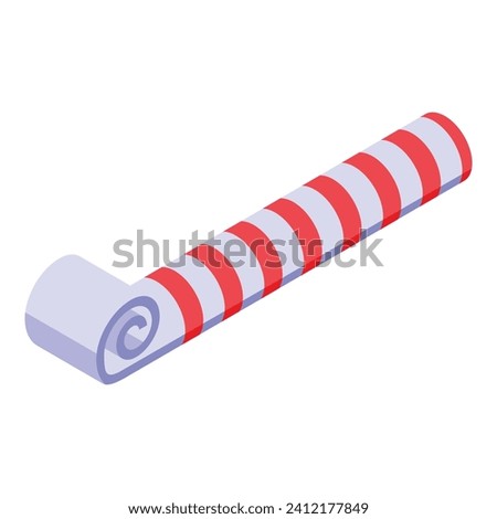 Red white party blower icon isometric vector. White fun holiday. Maker noise
