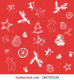 Red and white pattern for christmas . The illustration is suitable as an ornament for wrapping paper, bedding, prints.