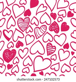 red and white pattern with hearts