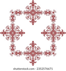 A red and white pattern on a white background