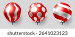 red and white patterned balloons vector set, perfect for birthday card, independence day event banner and other celebrations.