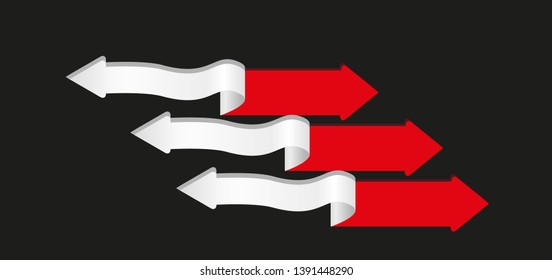 red and white peeling arrows vector