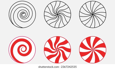red white peppermint Christmas candies icon