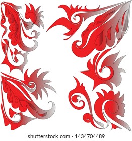 A red and white picture of a leaf spreading