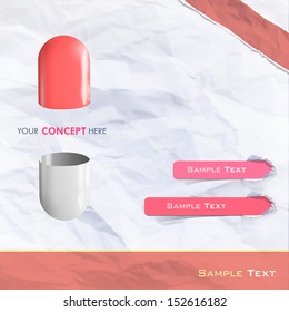 Red and white pill over rough sheet. vector design. 