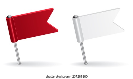 Red and white pin icon flag. Vector illustration Eps 8.
