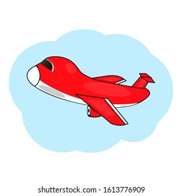 Red and white plane in the sky