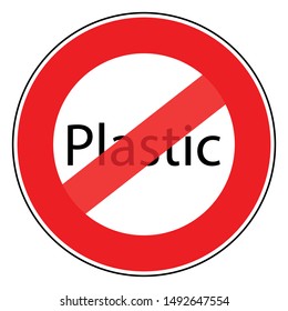Red and white plastic forbidden sign 