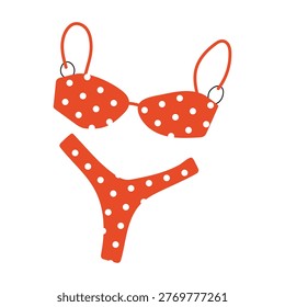 Red and white polka dot bikini with underwire top