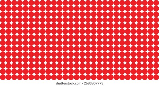 Red and White Polka Dot Geometric Pattern – Bold Circular Design for Modern Textiles, Wallpapers, and Digital Graphics.Vector ilustration