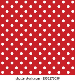 Red and white polka dot pattern seamless. Red glitter background. Christmas background. Dot pattern for gift wrap, fabric pattern, textile, tile and wallpaper.