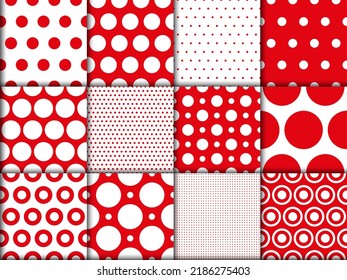 Collection de motifs harmonieux polkadot rouge et blanc