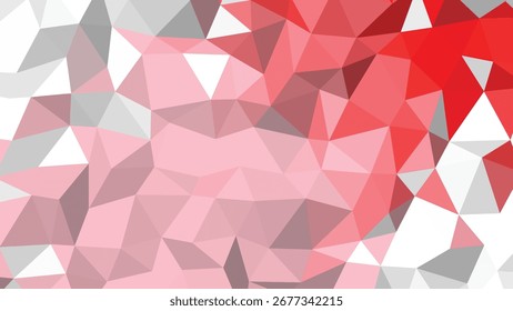 Fondo Abstractas poligonal rojo y blanco con patrón geométrico de acentos grises
