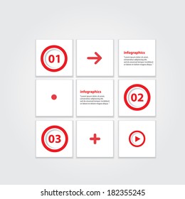 red and white progress paper banners / can be used for infographics / numbered banners / horizontal cutout lines / graphic or website layout vector