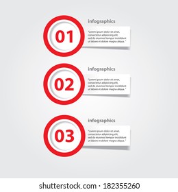 red and white progress paper banners / can be used for infographics / numbered banners / horizontal cutout lines / graphic or website layout vector