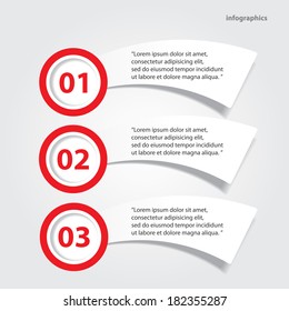 red and white progress paper banners / can be used for infographics / numbered banners / horizontal cutout lines / graphic or website layout vector
