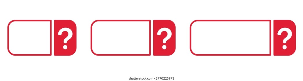 Red and white question mark boxes with rounded frames.