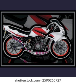 Red and white racing style sport motorcycle with high performance