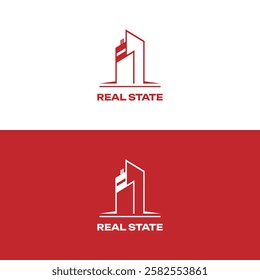 RED AND WHITE REAL STATE LOGO DESIGN
