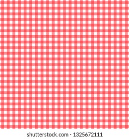 Red white rectangle gingham cloth, tablecloth, background, wallpaper, fabric, texture pattern vector illustration