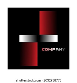 red white rectangle logo design vector on black background 