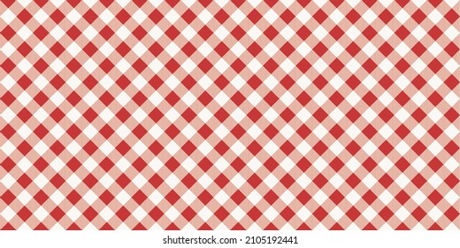 Red white restaurant tablecloth plaid seamless pattern. Traditional pattern vector illustration. Seamless fashion print.