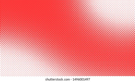 Red and white retro comic pop art background with halftone dots design, vector illustration template