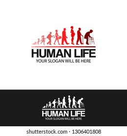 Red white ribbon baby child adult pregnant mother old combination mark logo design vector concept suitable for growth human social society