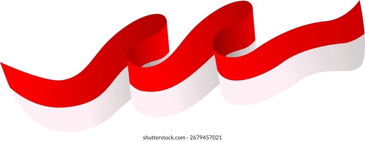 red white ribbon element Indonesian flag