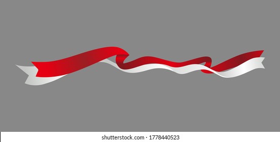 Red and white ribbon illustration, red and white long flowing flag template vector