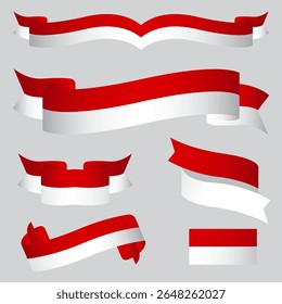 red and white ribbon, independence day design elements